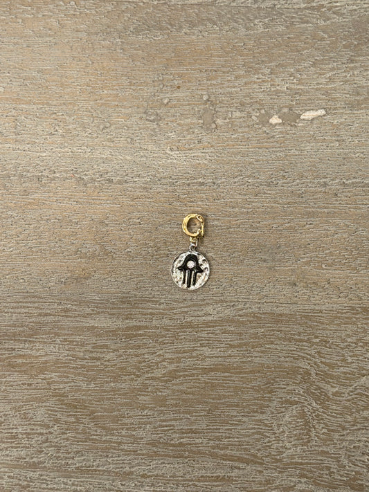 Hamsa Silver Disc Charm