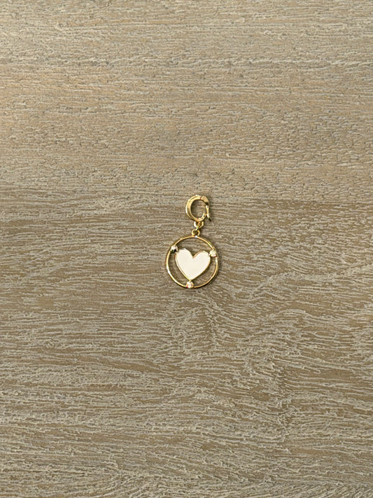 Circle Heart Charm (White)