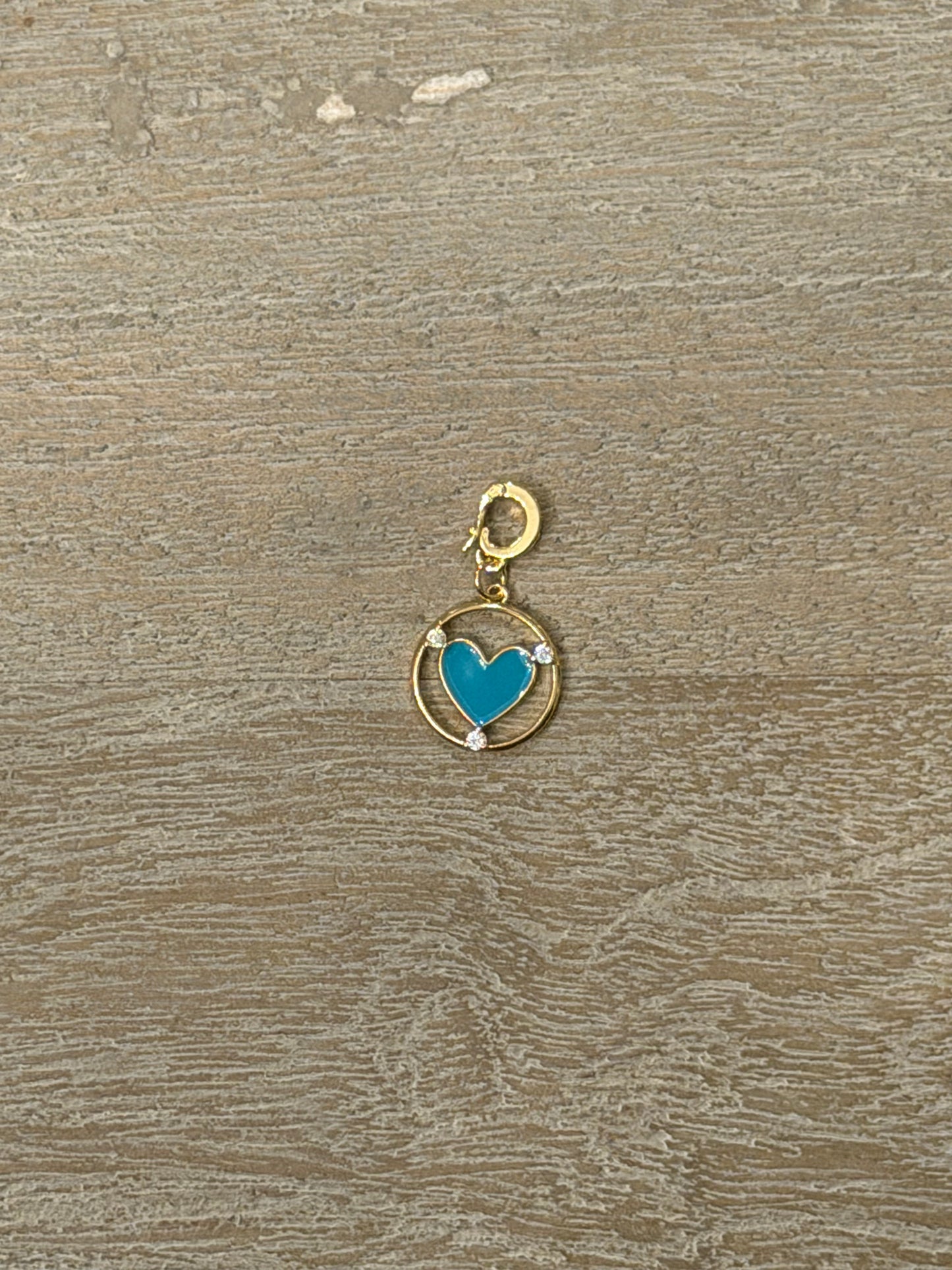 Circle Heart Charm (Teal)