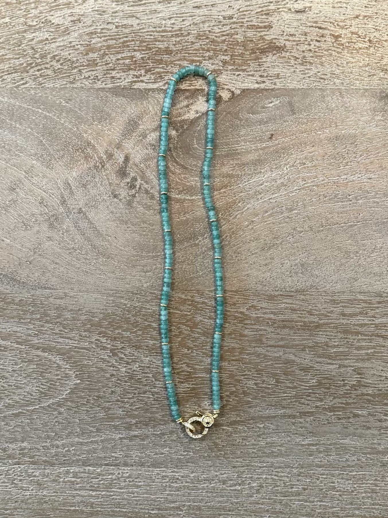 Green Aventurine Stone Necklace with Lobster Claw Clasp