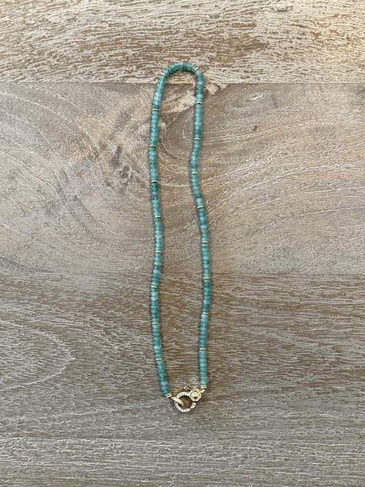 Green Aventurine Stone Necklace with Lobster Claw Clasp