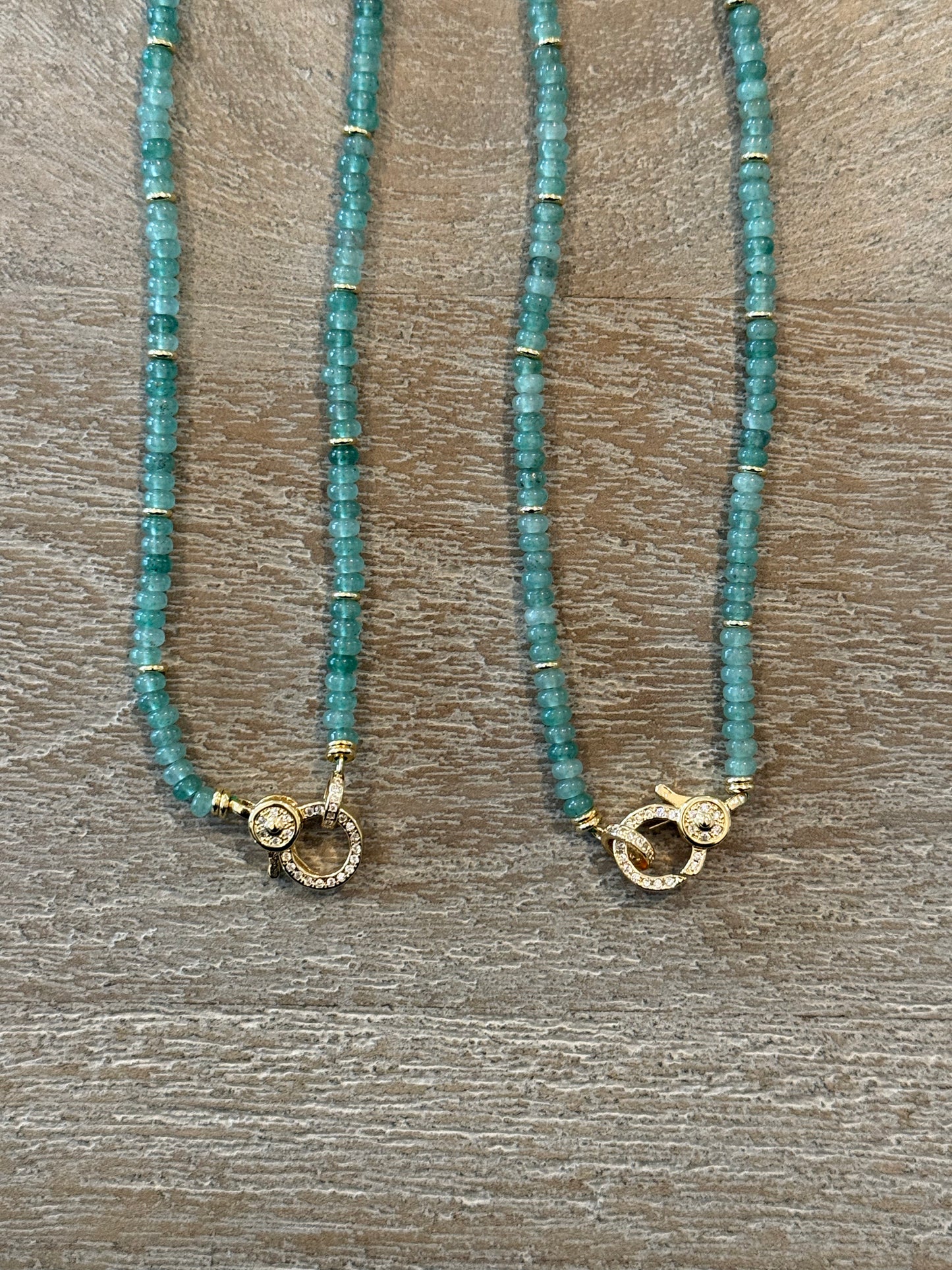 Green Aventurine Stone Necklace with Lobster Claw Clasp