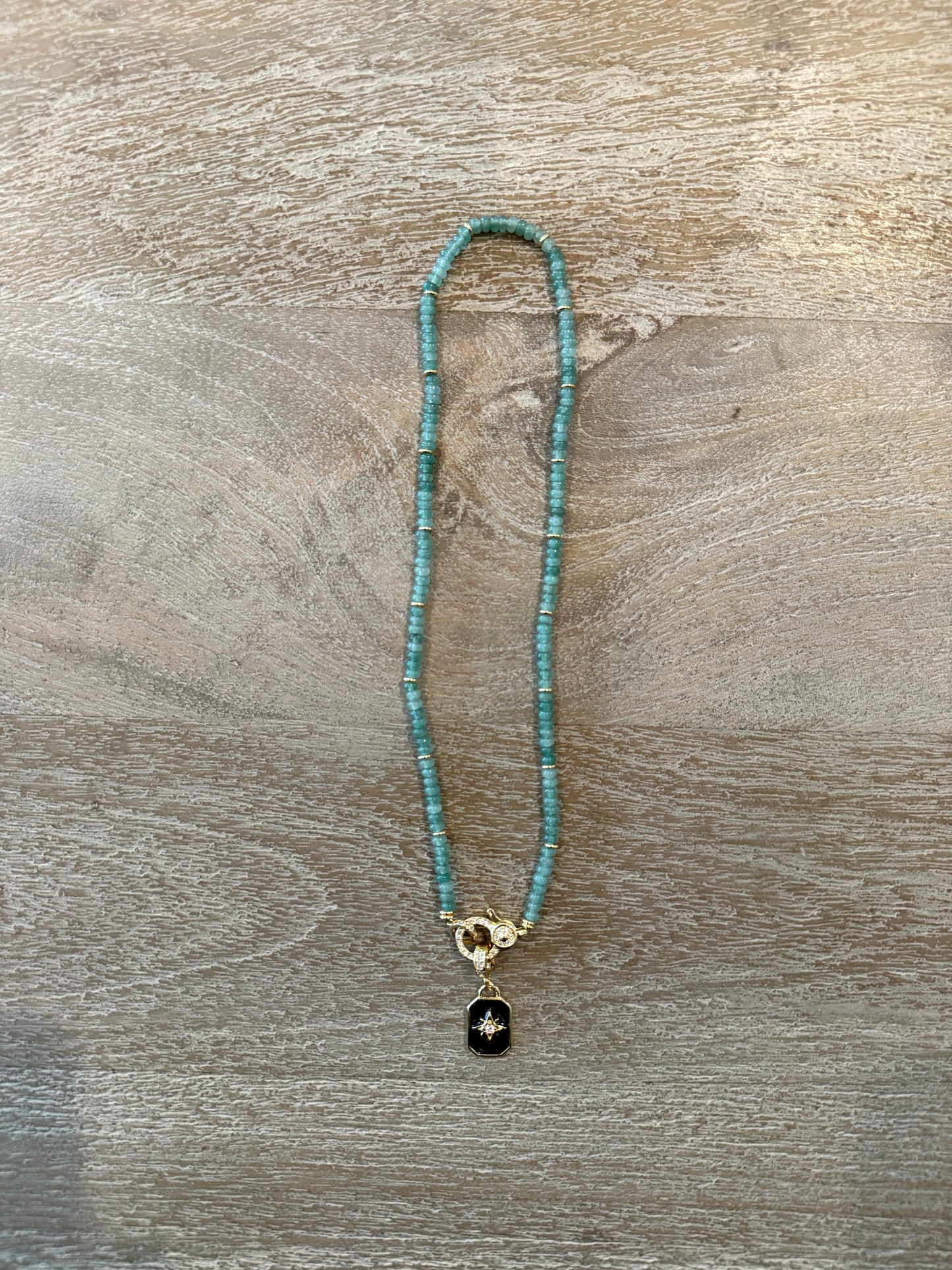 Green Aventurine Stone Necklace with Lobster Claw Clasp