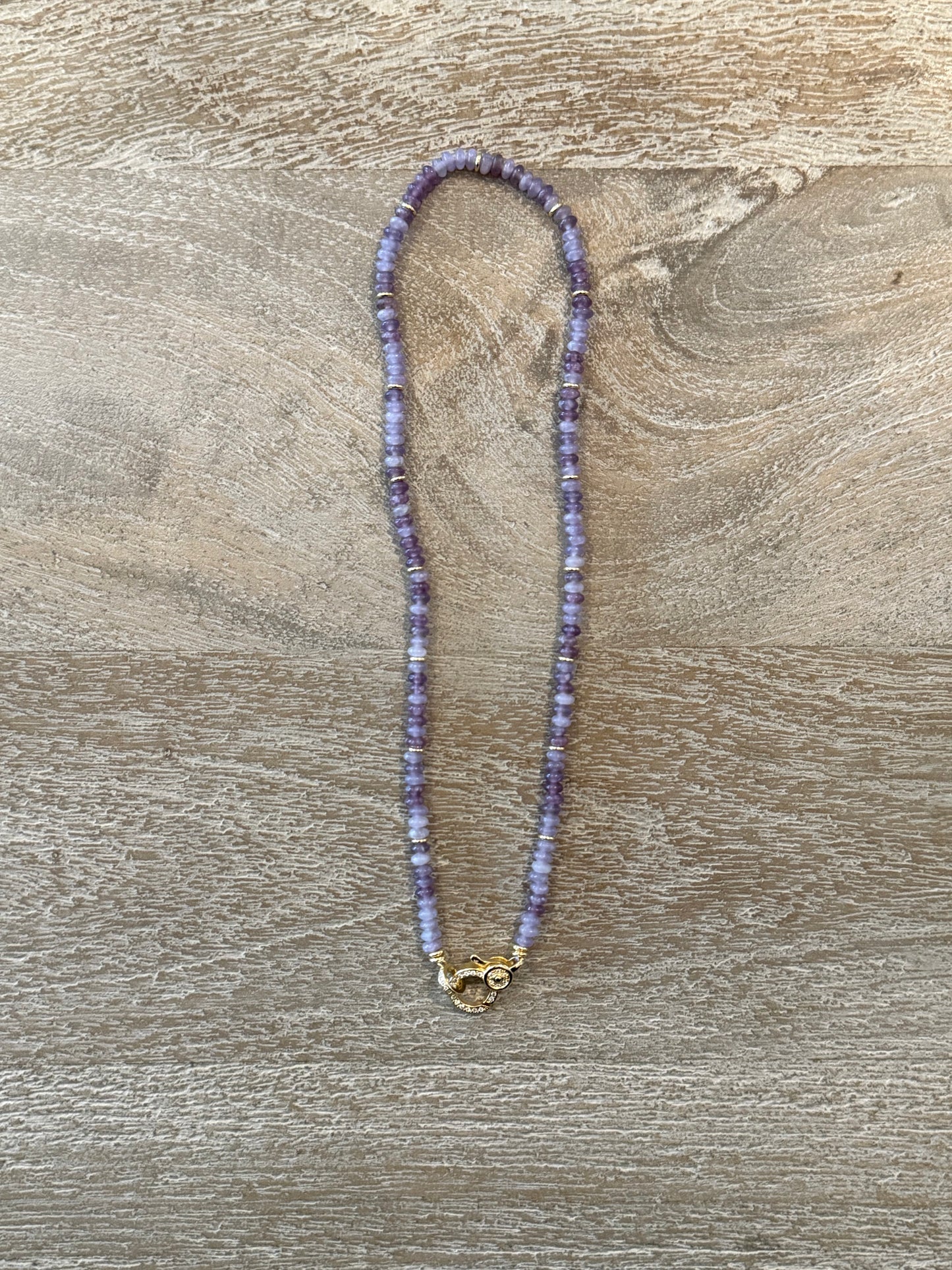 Violet Translucent Agate Stone Necklace with Lobster Claw Clasp