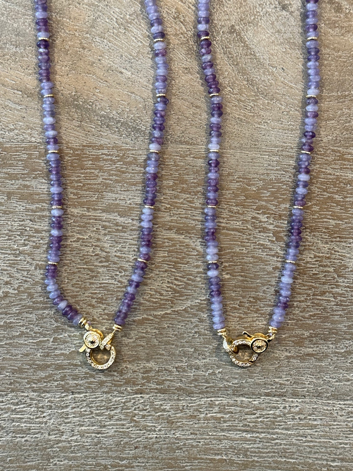 Violet Translucent Agate Stone Necklace with Lobster Claw Clasp