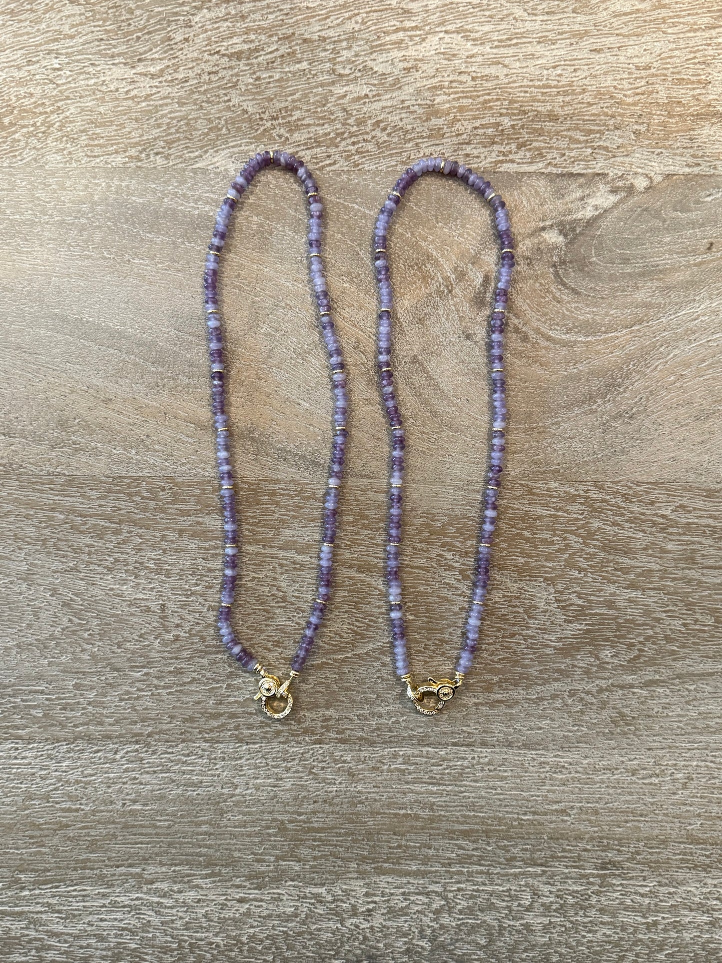 Violet Translucent Agate Stone Necklace with Lobster Claw Clasp