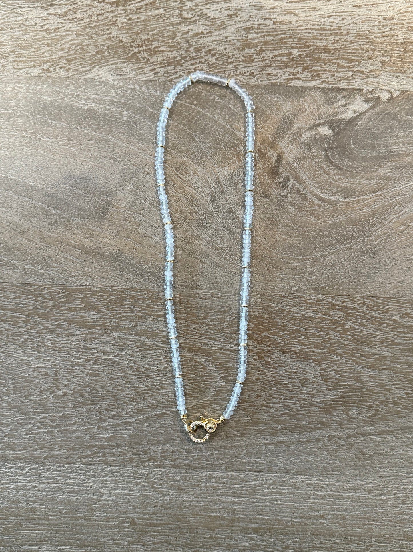 White Translucent Agate Stone Necklace with Lobster Claw Clasp