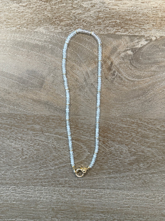 White Translucent Agate Stone Necklace with Lobster Claw Clasp